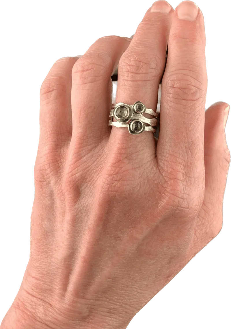 Cloud Forest Rose Cut Montana Sapphire Stacking Set - Bright