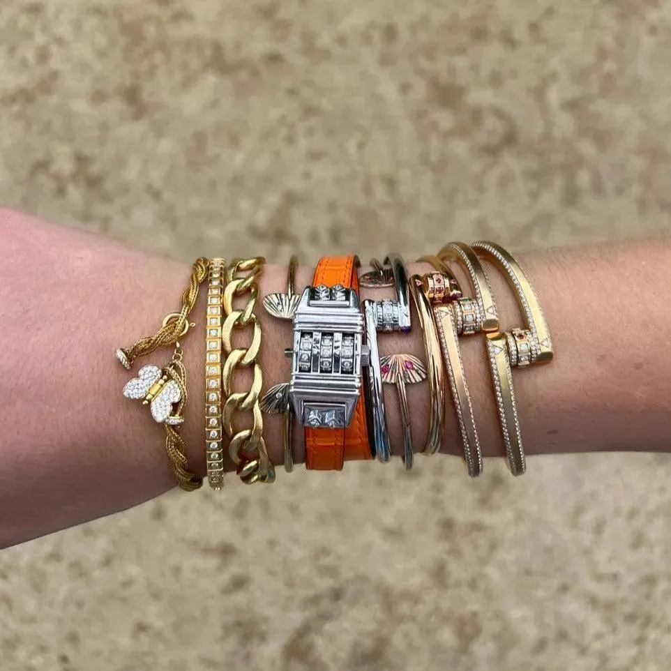 Code Bracelet, Orange Leather