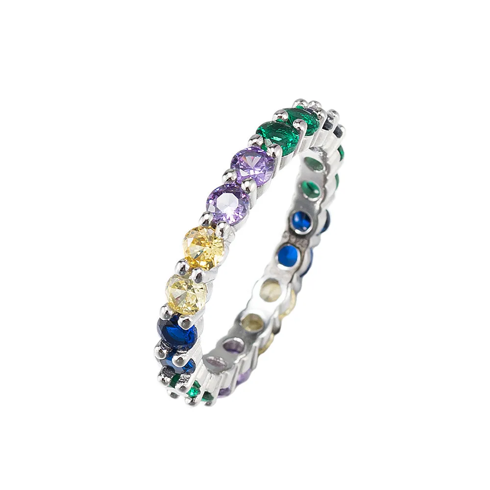 Colourful CZ Band Ring