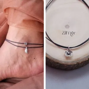 Combo of Flowers & Leaf charm Anklet