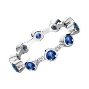 Concidence Ring, 18k White Gold with Round Blue Sapphires and Brilliant Diamonds