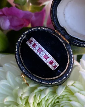 Contemporary Ruby and Diamond Half Eternity Ring 0.44ct   0.48ct 18ct White Gold