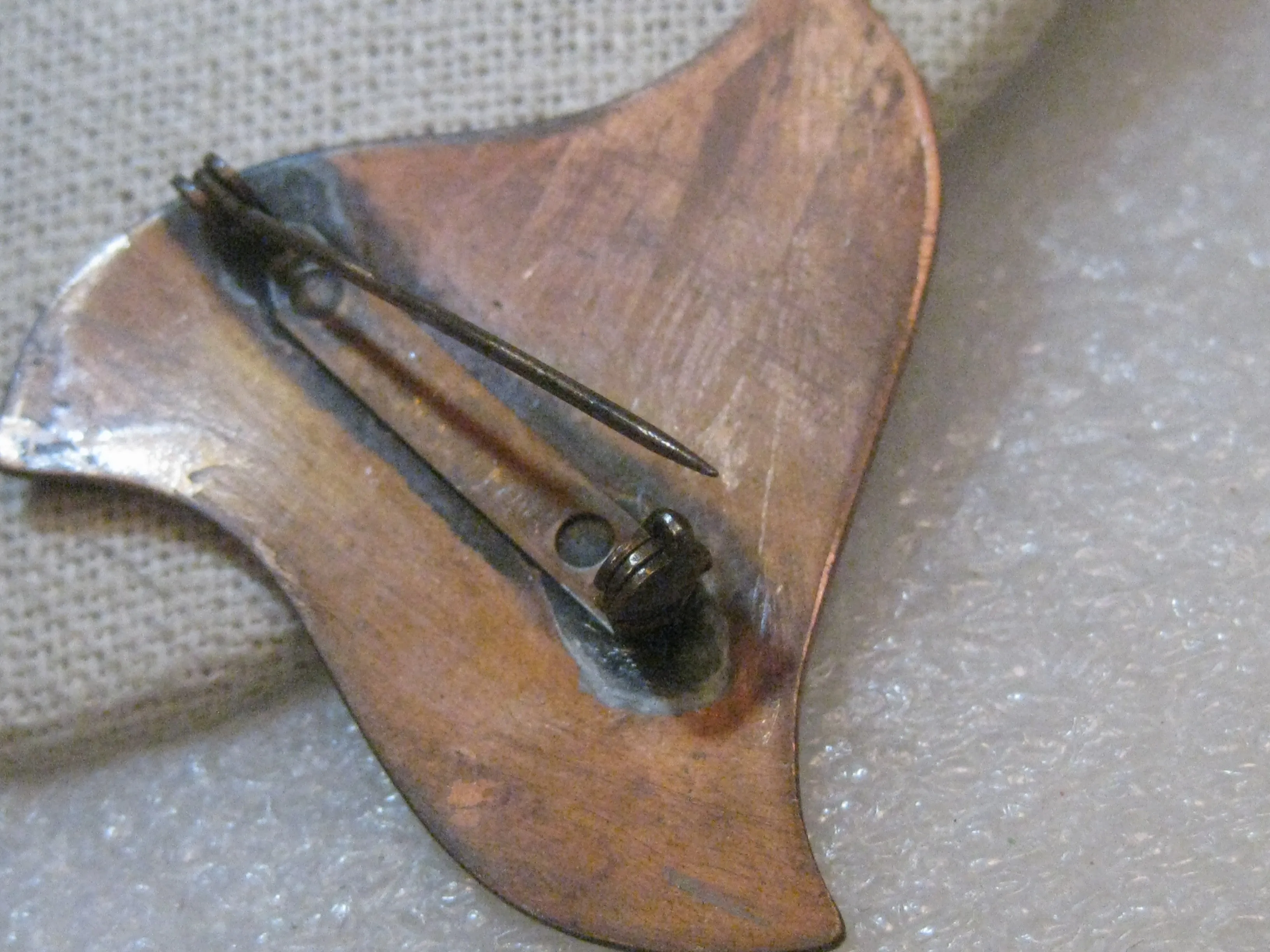 Copper Enameled Abstract Brooch,  Pointed and Artsy, 2", 1980's