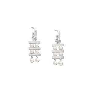 Couture Triple Earring Drops Silver - Pearl