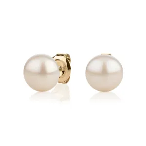 Cultured freshwater pearl 9.5mm stud earrings in 10 carat yellow gold