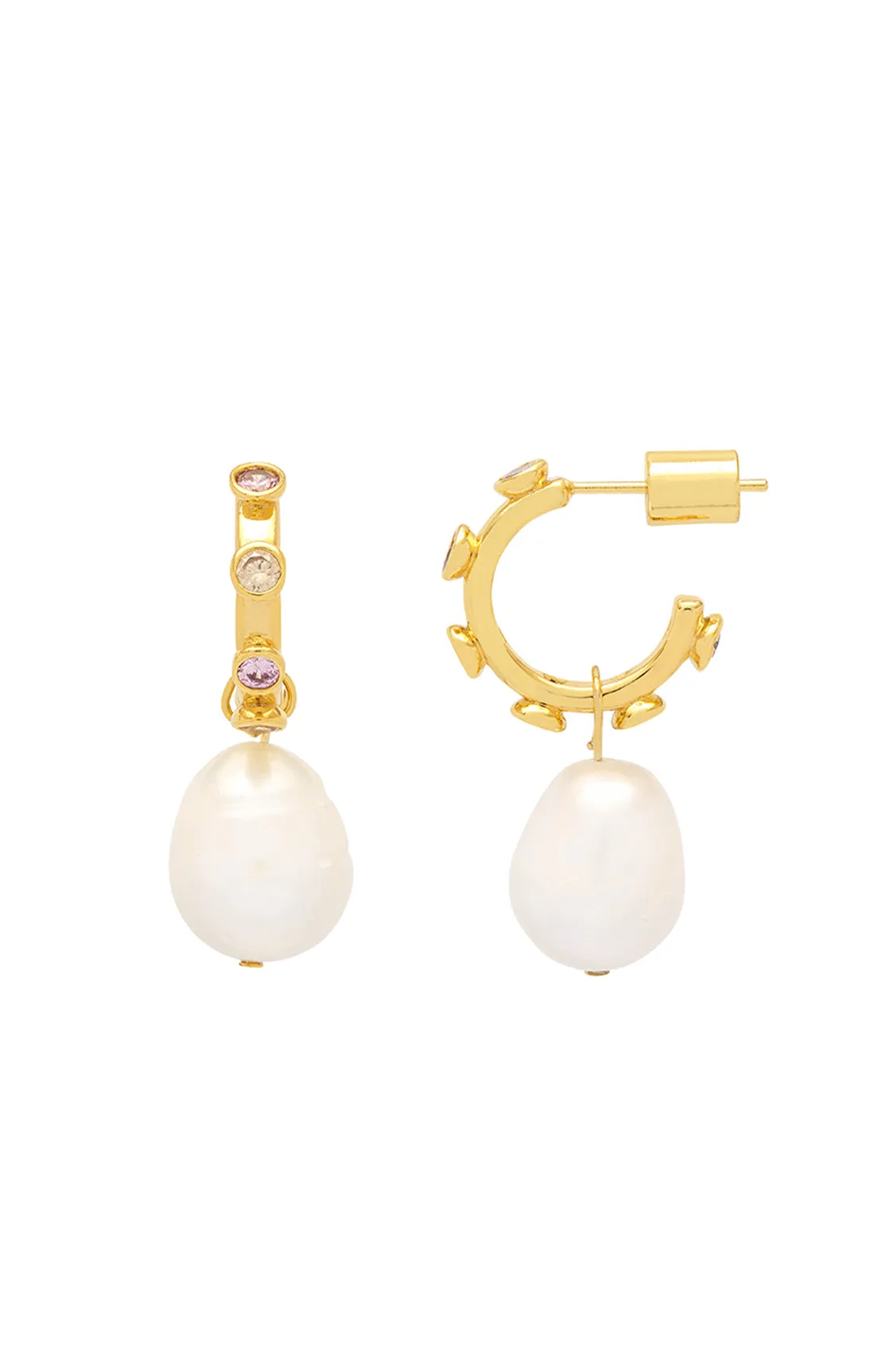 CZ Pearl Drop Hoops