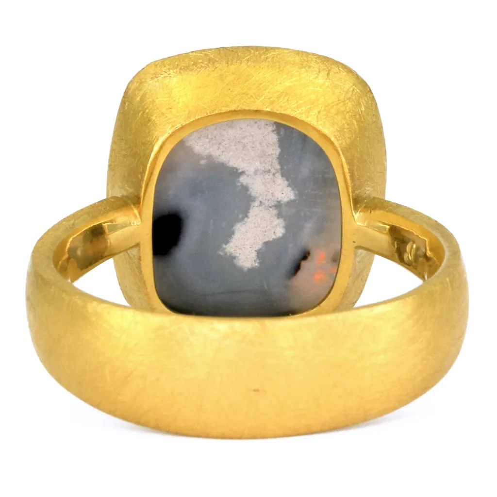 Devta Doolan Lightning Ridge Crystal Opal One of a Kind Gold Ring