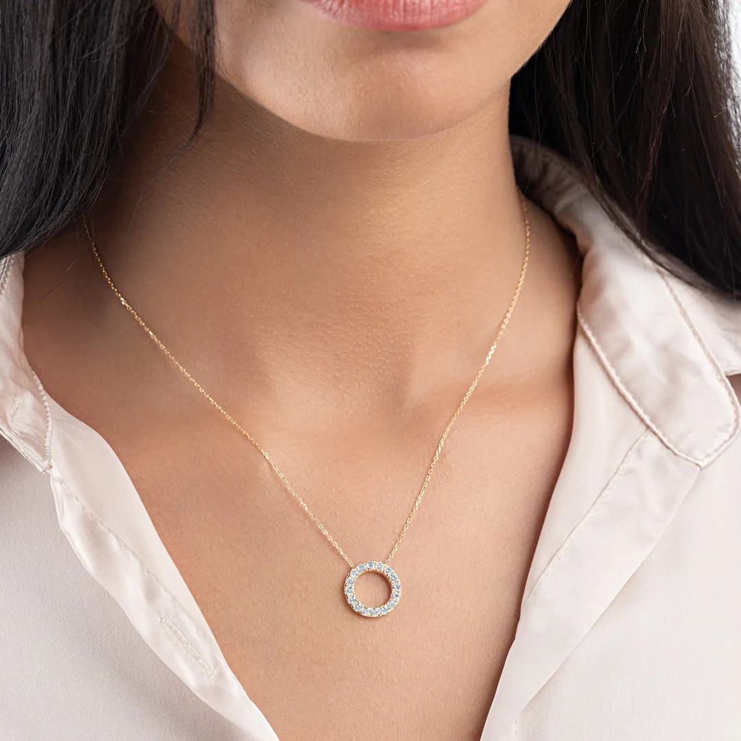 Diamond Circle Pendant Yellow Gold