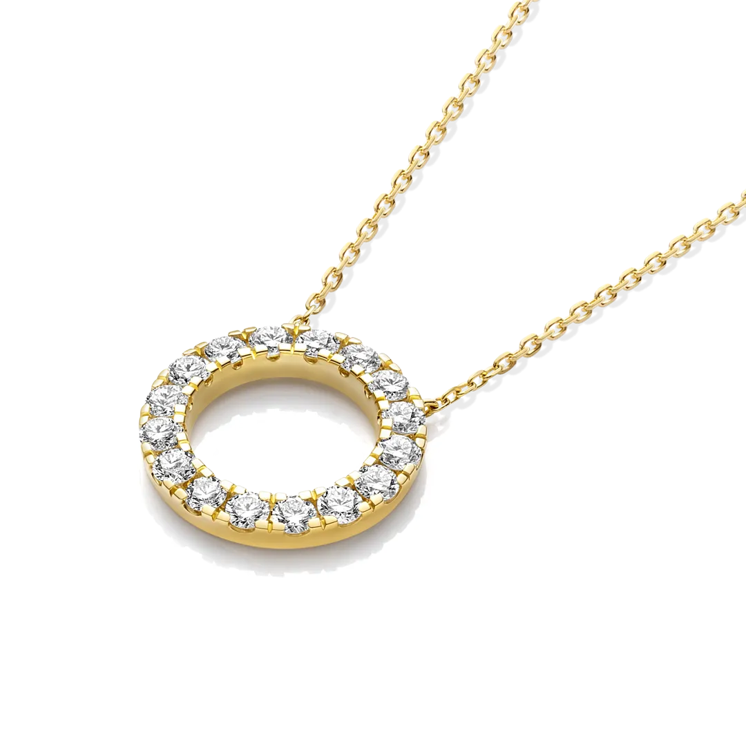 Diamond Circle Pendant Yellow Gold