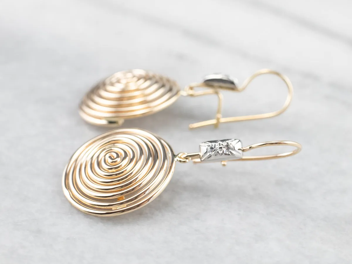 Diamond Gold Spiral Drop Earrings