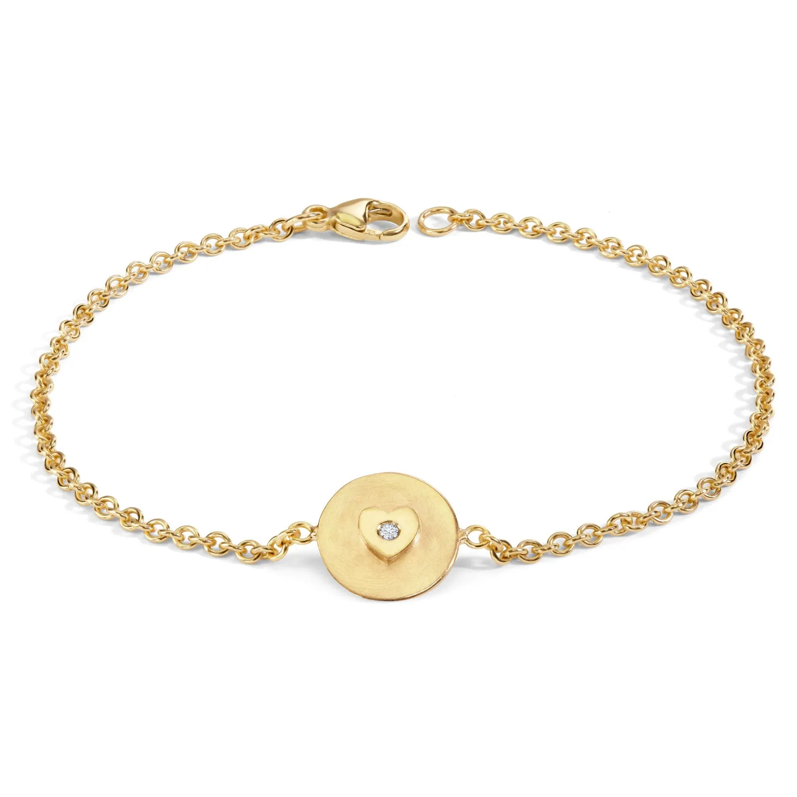 Diamond Heart Round Charming Bracelet
