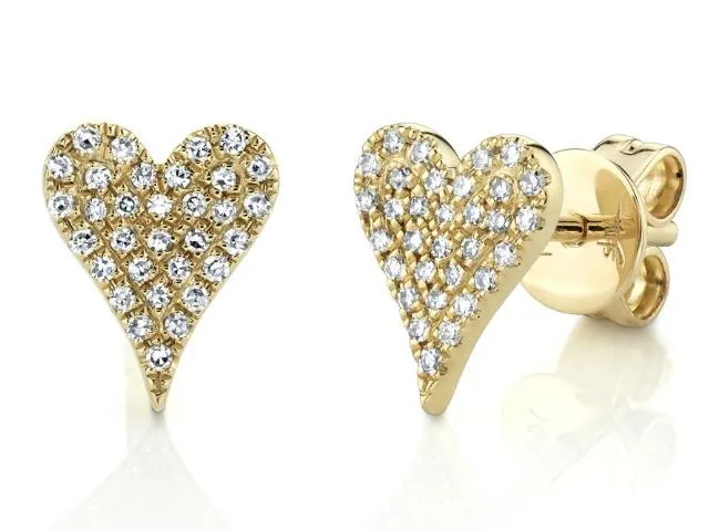 Diamond Pav?? Heart Stud Earrings