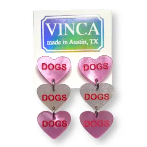 Dogs Dogs Dogs Candy Heart Earrings