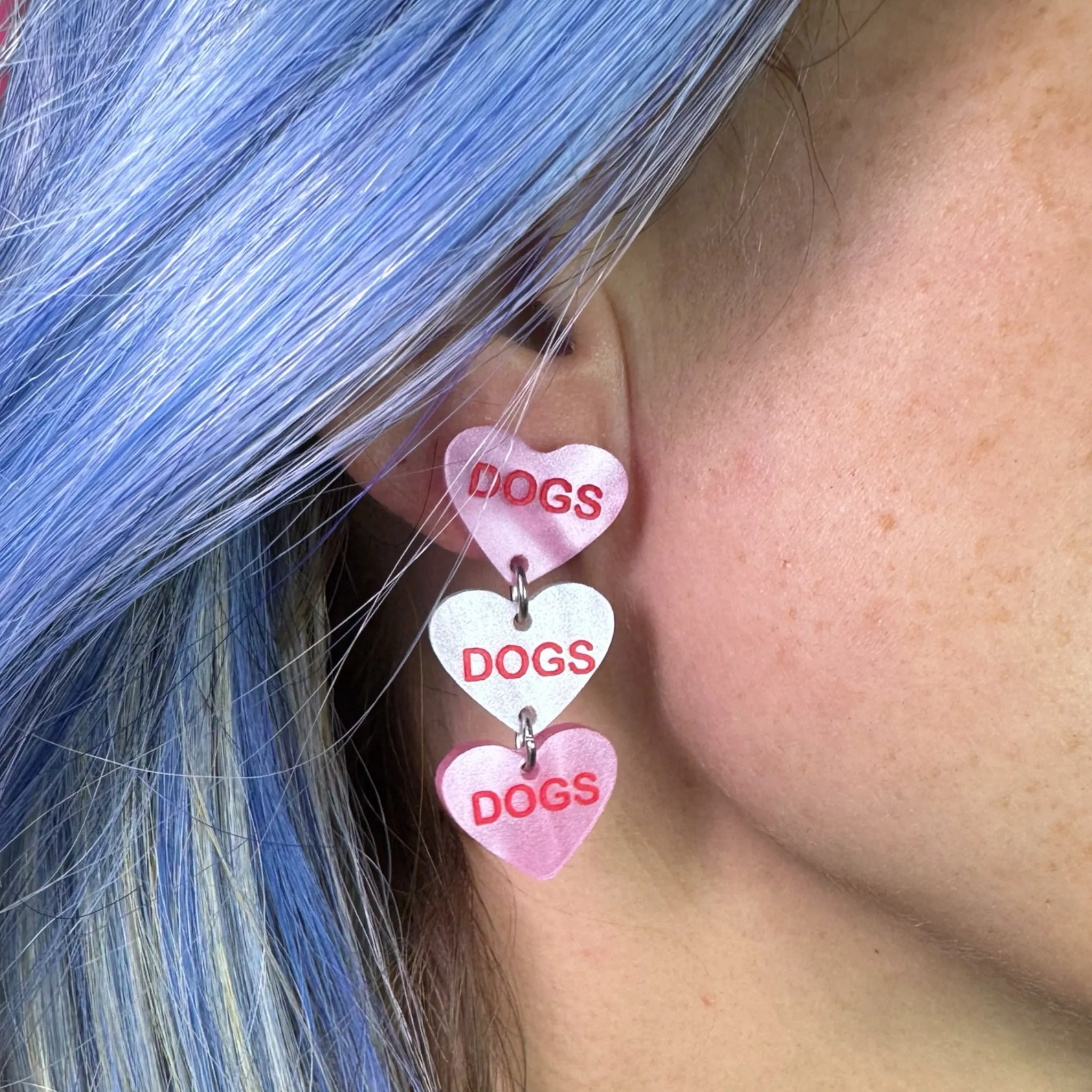 Dogs Dogs Dogs Candy Heart Earrings