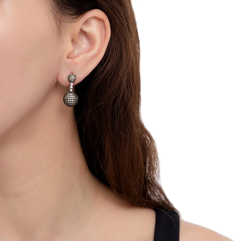 Double Ball Emerald Earrings