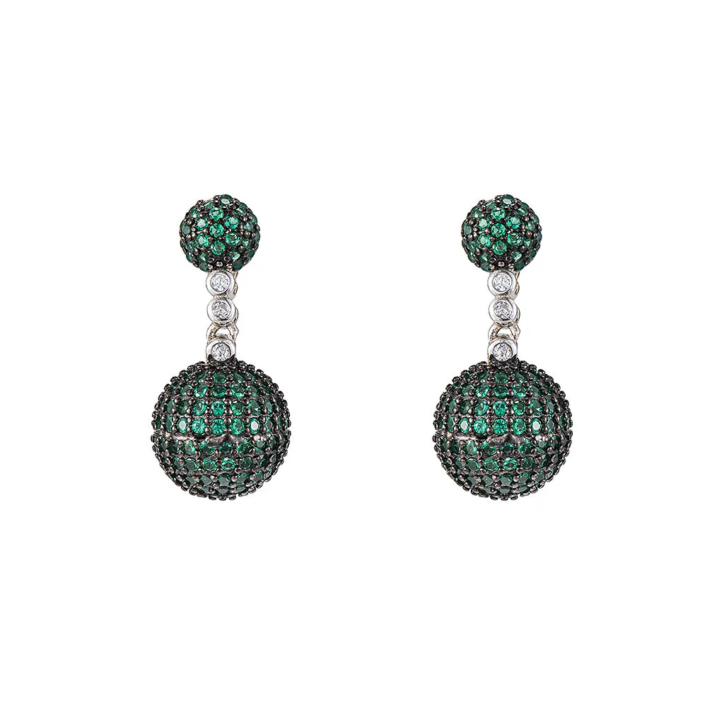 Double Ball Emerald Earrings