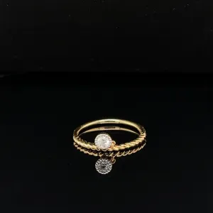 Dream Diamond Solitaire Twisted Rope Stacking Ring in 18k Yellow Gold - (#230 - HRDIA003462)