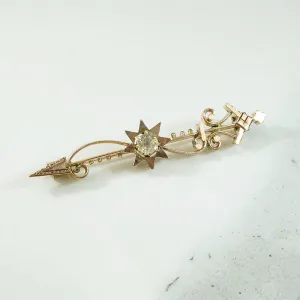 Elaborate Little Victorian Gold & Paste Brooch