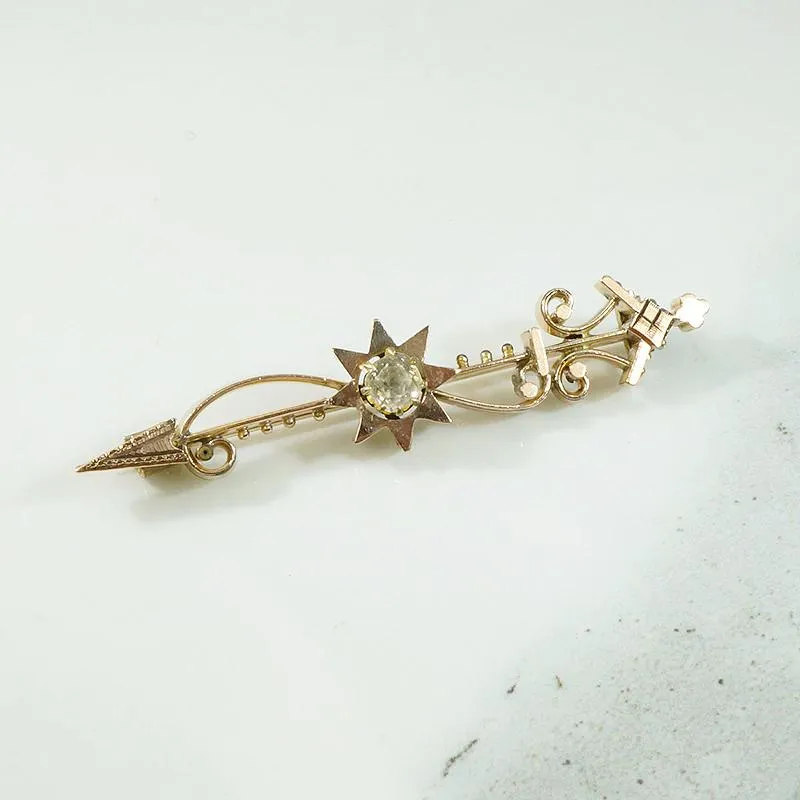 Elaborate Little Victorian Gold & Paste Brooch