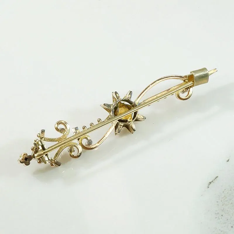 Elaborate Little Victorian Gold & Paste Brooch