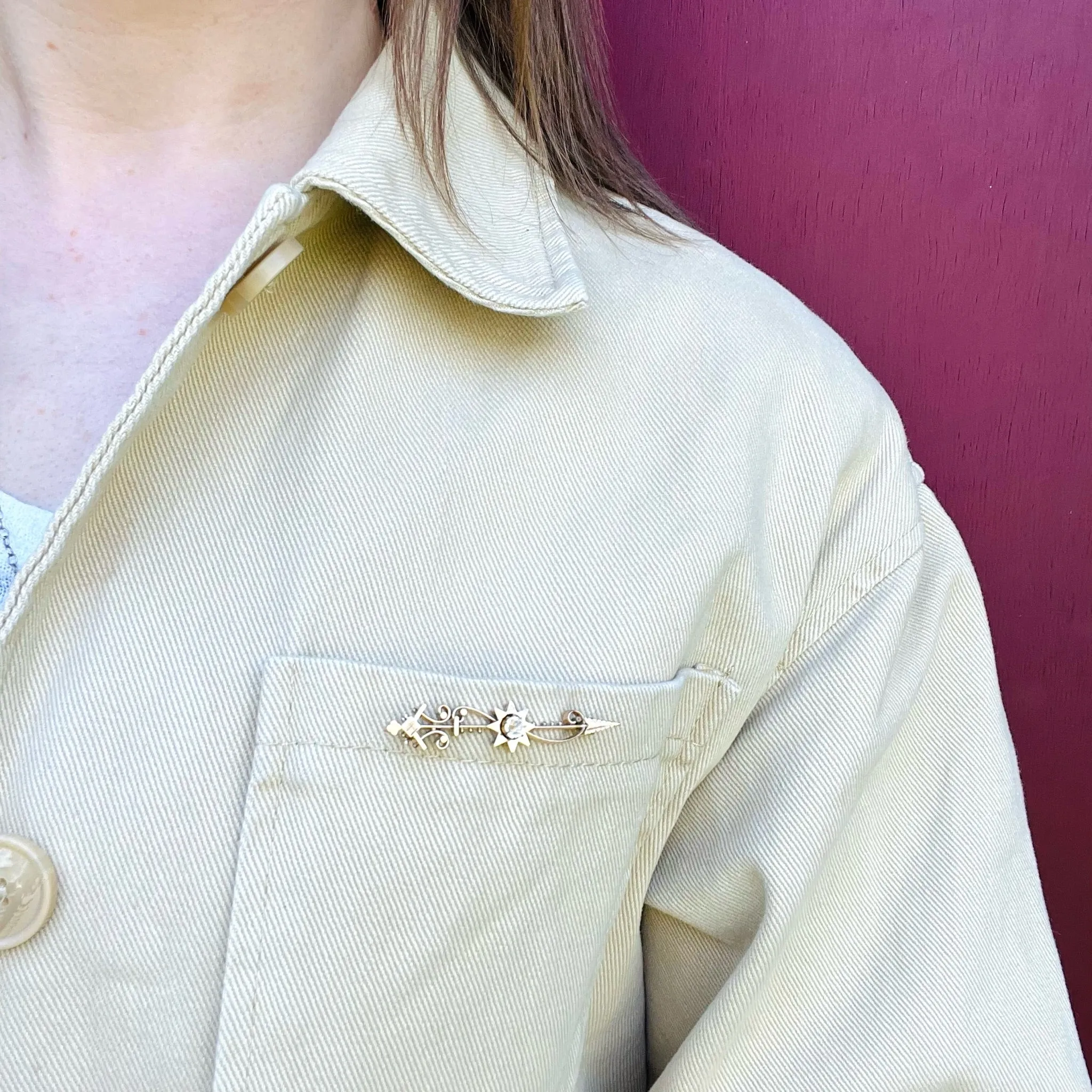 Elaborate Little Victorian Gold & Paste Brooch