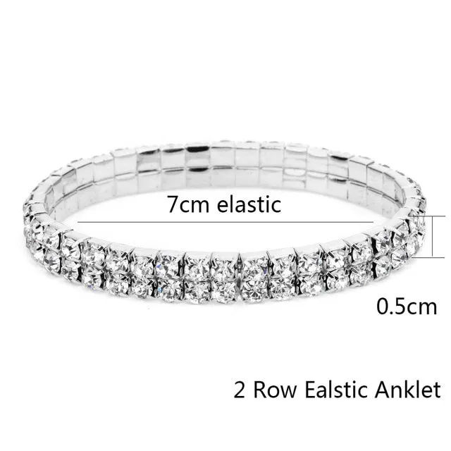 Elastic Anklet Stretch Anklets Women Boho Crystal Bracelet Cheville Barefoot Sandals Pulseras Tobilleras Mujer Foot Jewelry 2019