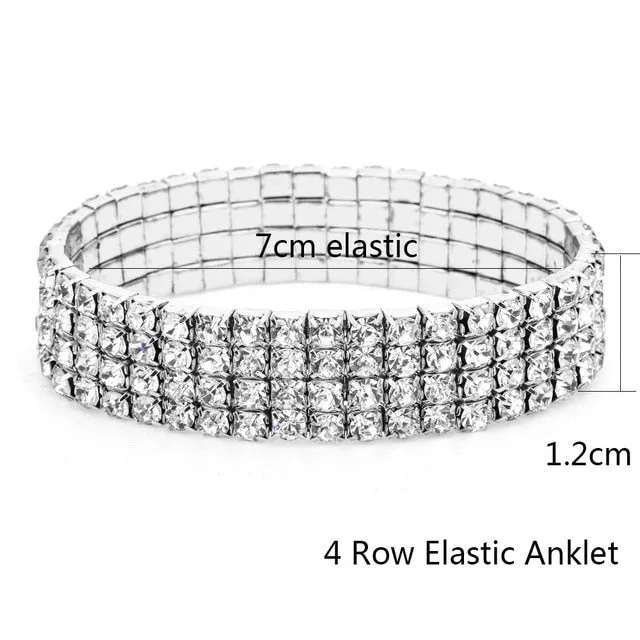Elastic Anklet Stretch Anklets Women Boho Crystal Bracelet Cheville Barefoot Sandals Pulseras Tobilleras Mujer Foot Jewelry 2019