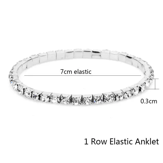 Elastic Anklet Stretch Anklets Women Boho Crystal Bracelet Cheville Barefoot Sandals Pulseras Tobilleras Mujer Foot Jewelry 2019