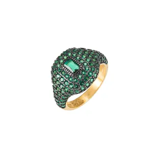 Emerald and Black Onyx Statement Ring