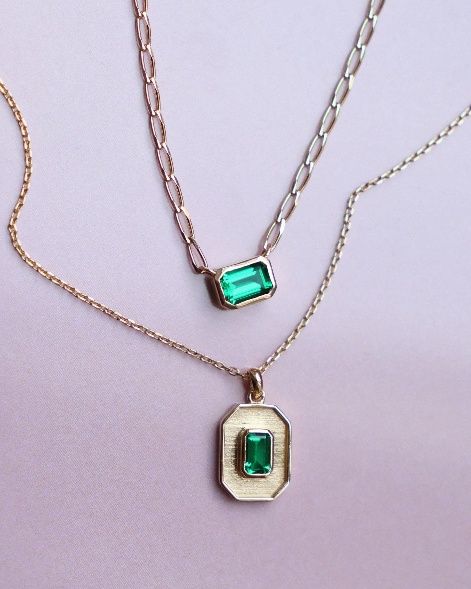 Emerald Pendant 14K Gold Necklace