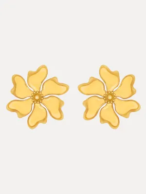 Enamel Cherry Blossom Clip-On Earrings
