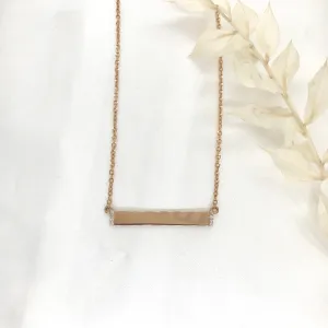 Engravable- 10k Rose Gold Diamond Bar Necklace
