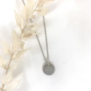Engravable- 925 Sterling Silver Circle Disc Necklace