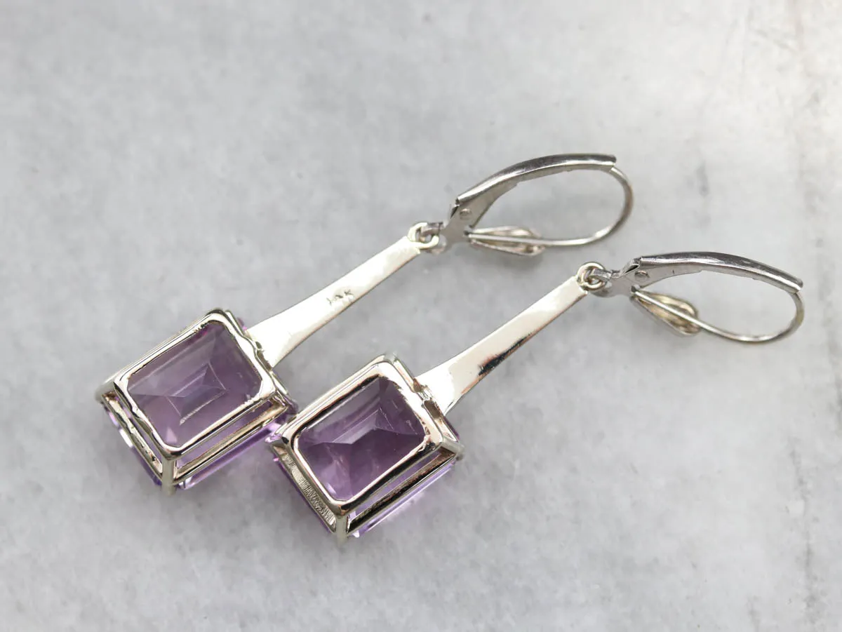 Engraved Amethyst Drop Earrings