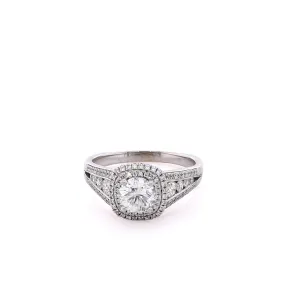 Estate 18 Karat White Gold Diamond Engagement Ring