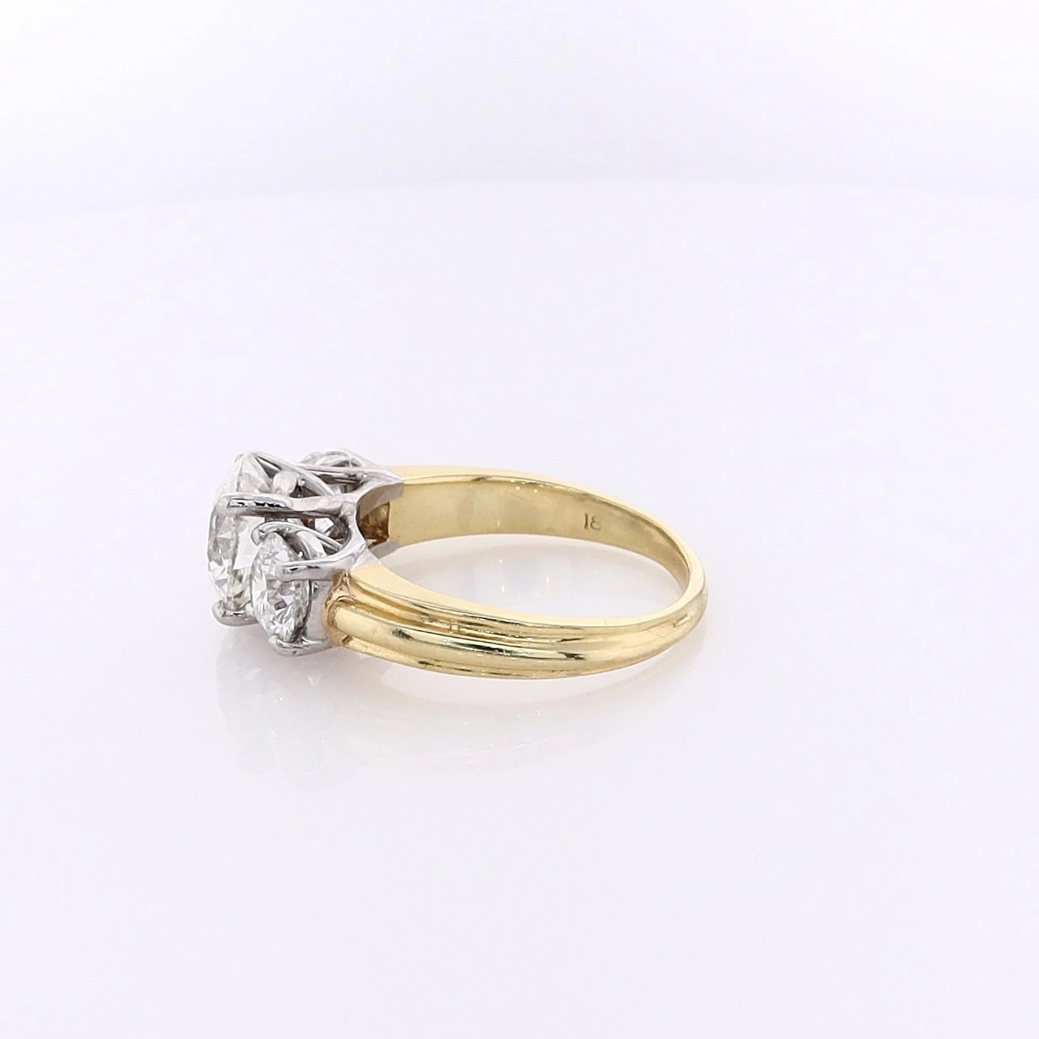 Estate Lazare 18 Karat Yellow Gold and Platinum Trellis Diamond Engagement Ring