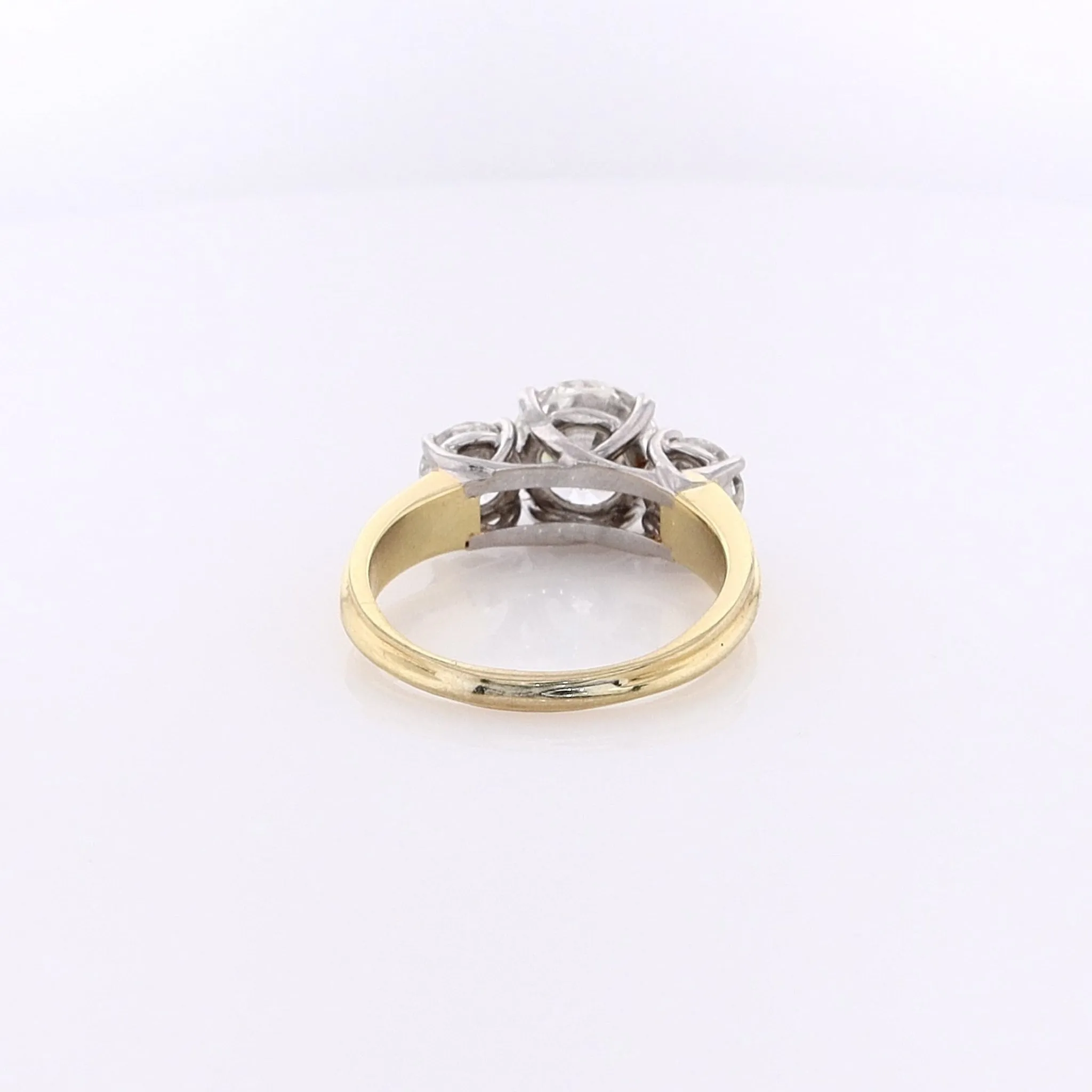 Estate Lazare 18 Karat Yellow Gold and Platinum Trellis Diamond Engagement Ring