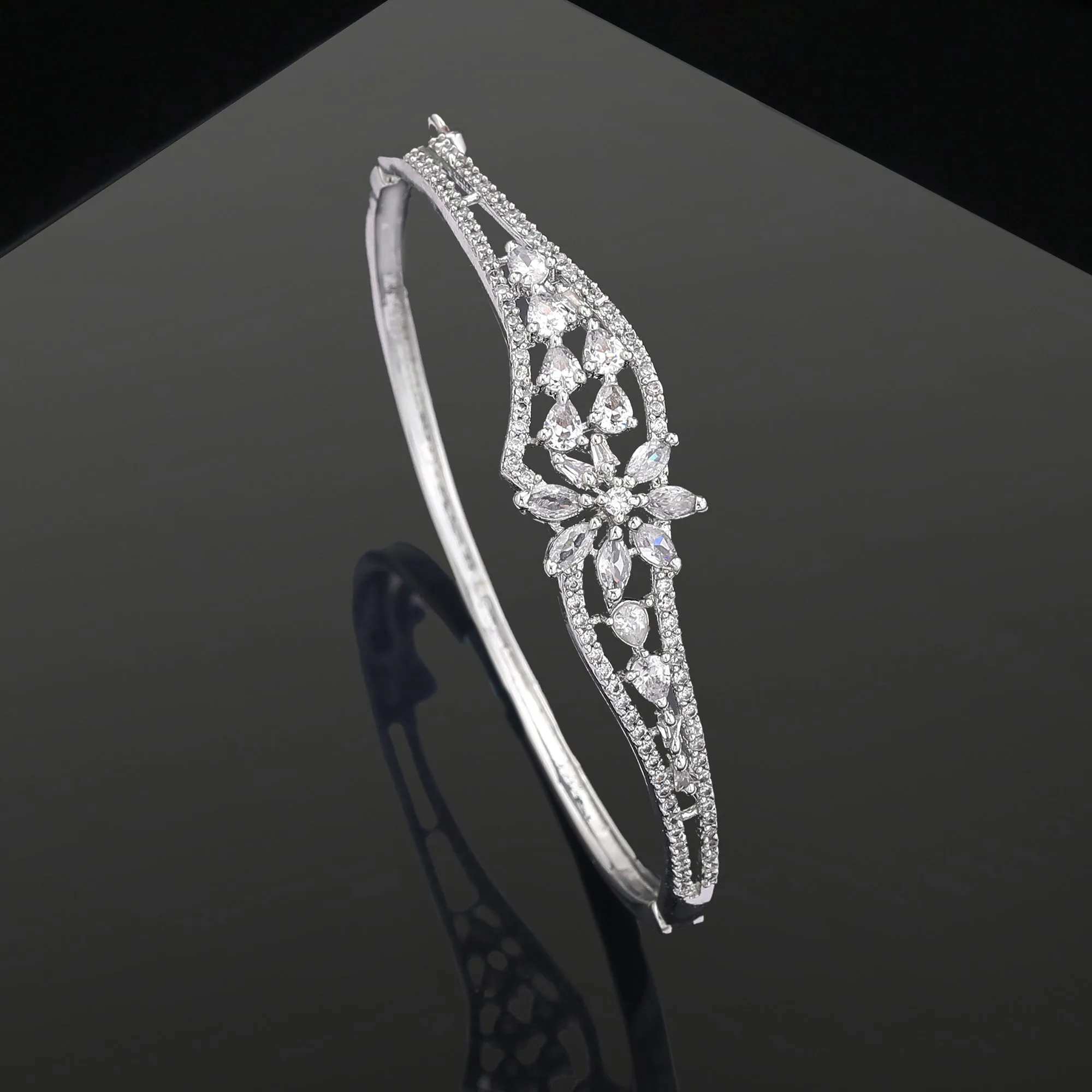 Estele Glowing Sophistication: Elegant American Diamond Bracelet with Classic Rhodium Finish for Women Designed for Effortless Comfort & Timeless Charm