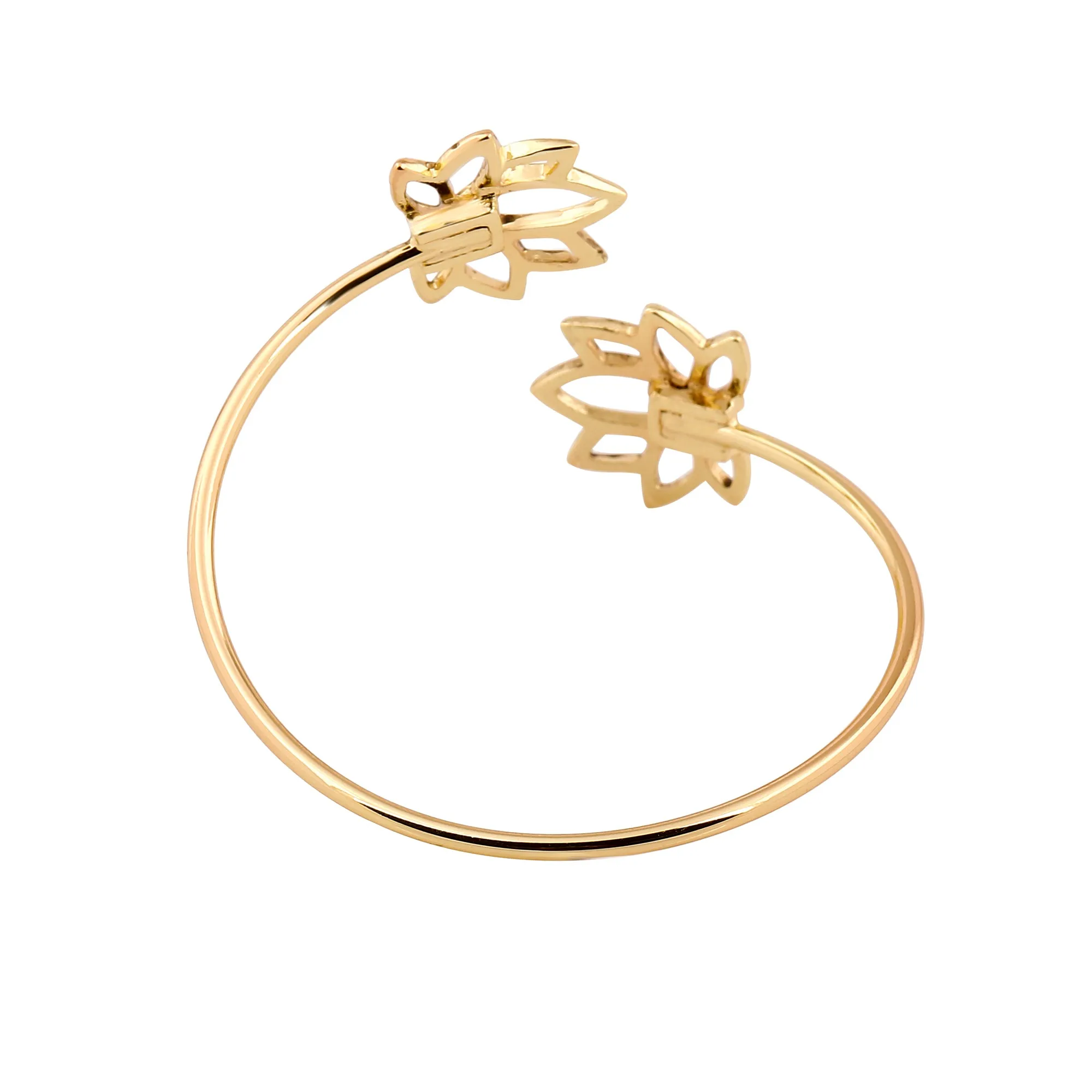 Estele Gold Plated Antique Floret Lotus Bracelet for Women
