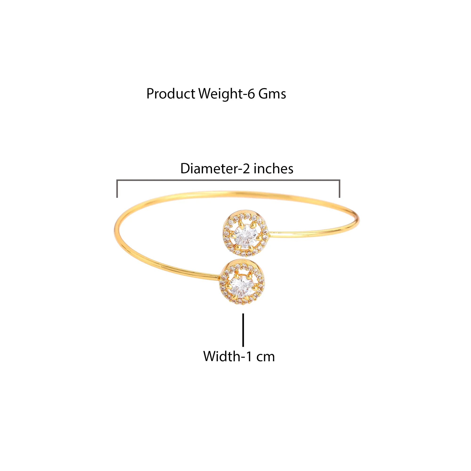 Estele Gold Plated Contemporary Circle Motif Kada Bracelet with Stunning White American Diamonds for Girls and Women
