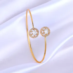 Estele Gold Plated Contemporary Circle Motif Kada Bracelet with Stunning White American Diamonds for Girls and Women