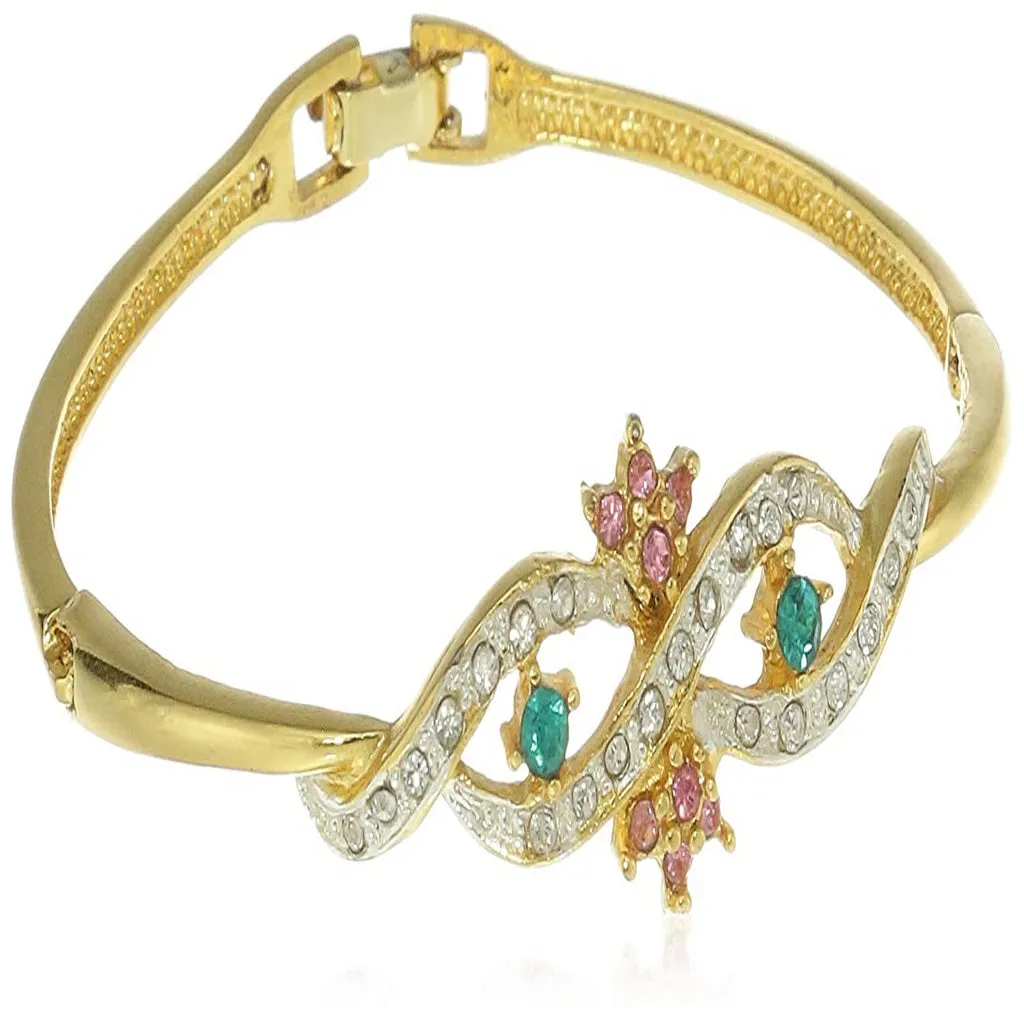 Estele Gold Plated Flower Wave Infinity Cuff Bracelet for women