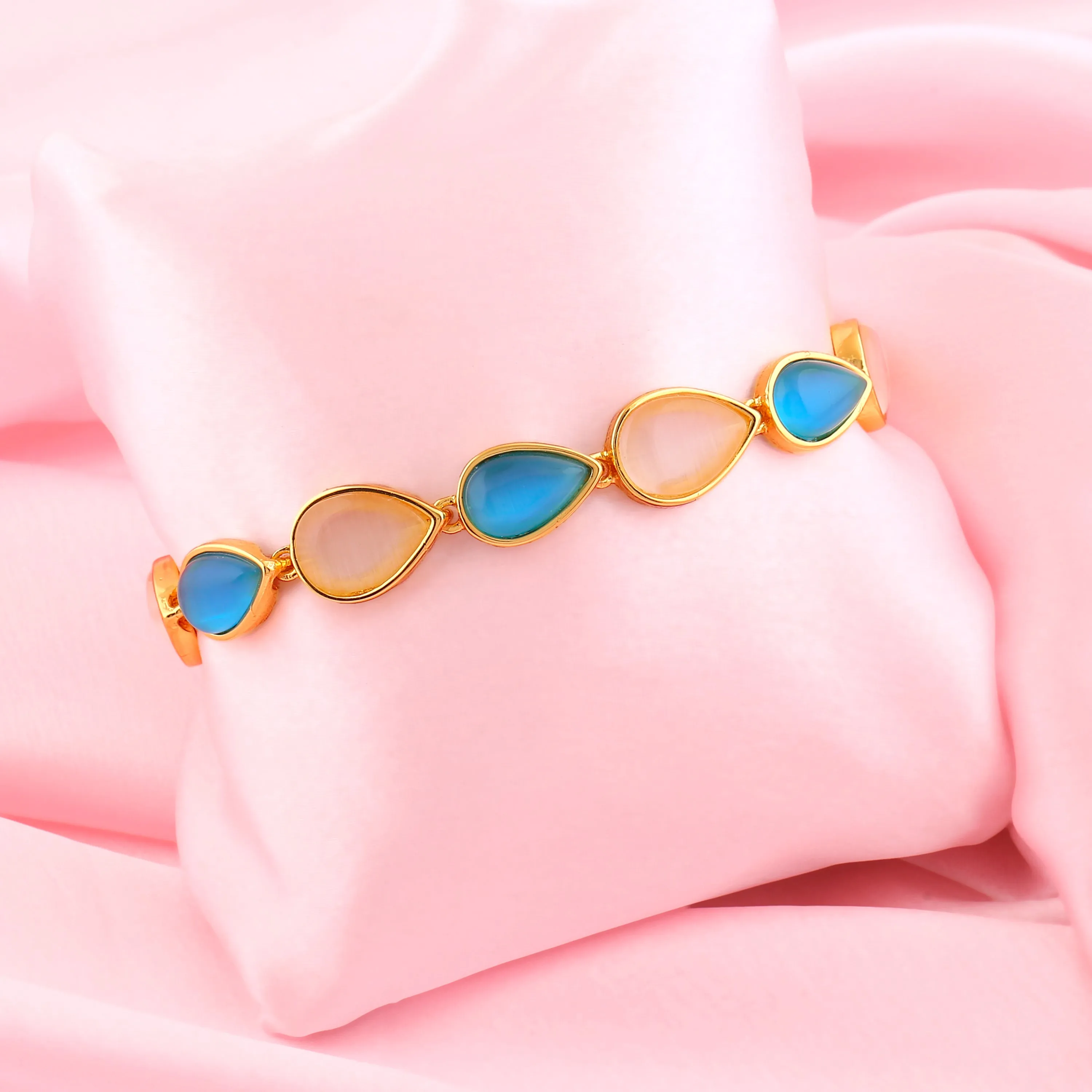 Estele Gold Plated Pear Designer Bracelet for Women