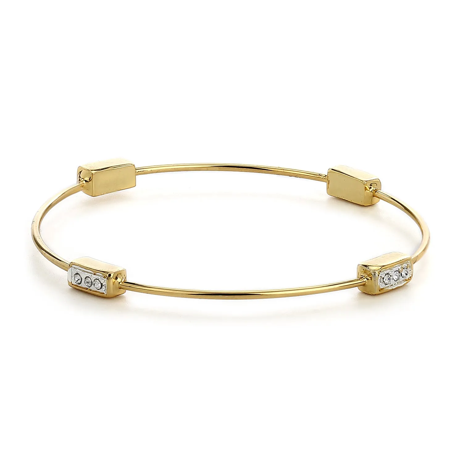 Estele Gold Plated White Austrian Crystal Stone Womens Bracelet