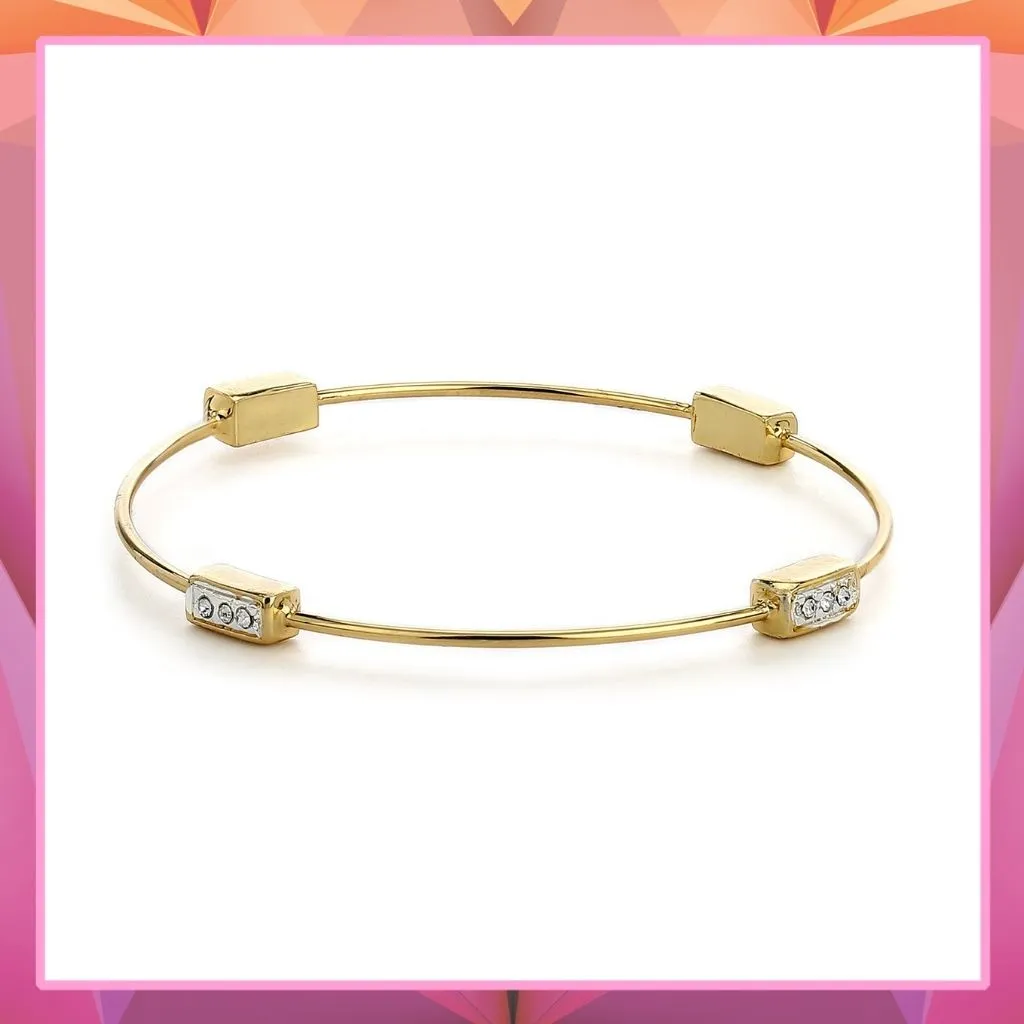 Estele Gold Plated White Austrian Crystal Stone Womens Bracelet