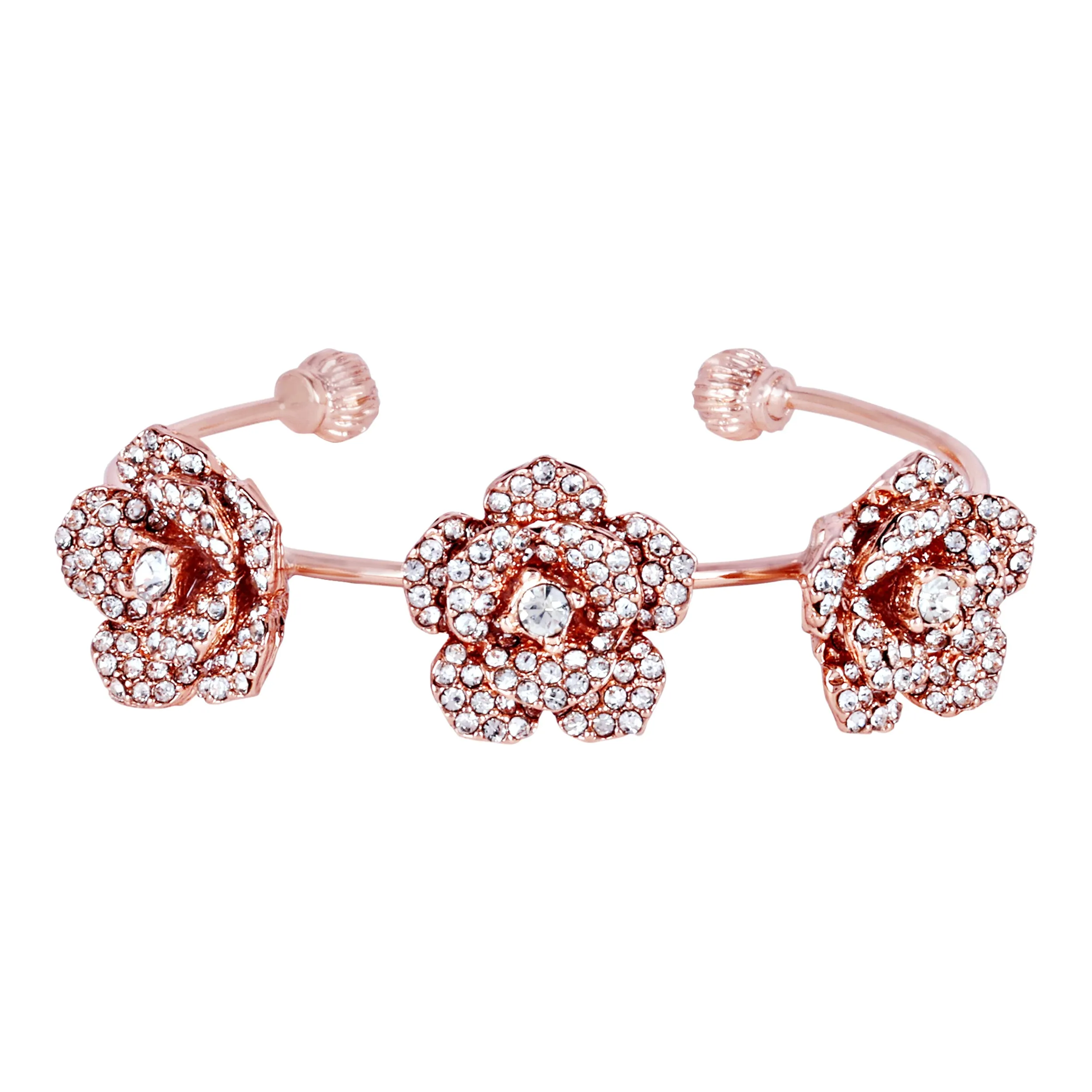 Estele Rose Collectiona??? Sophisticated Rose Motif Cuff Bracelet: Premium Rosegold Plated with Beautiful Floral Designa??? Ideal Jewelry for Elegant Looks