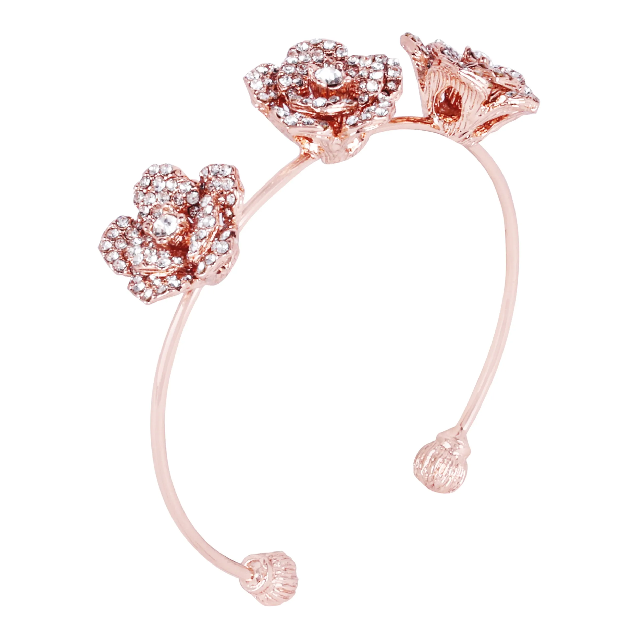 Estele Rose Collectiona??? Sophisticated Rose Motif Cuff Bracelet: Premium Rosegold Plated with Beautiful Floral Designa??? Ideal Jewelry for Elegant Looks