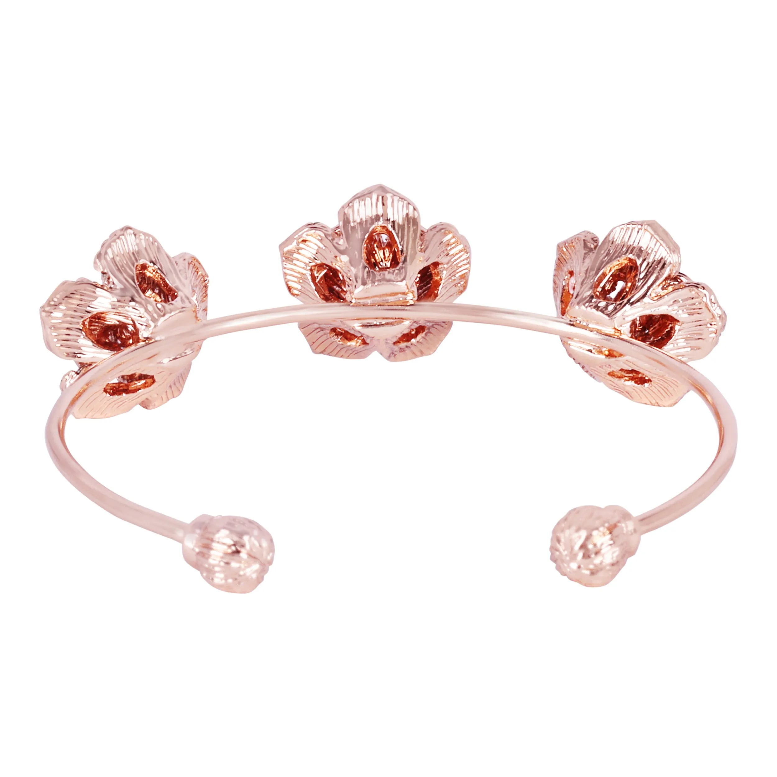 Estele Rose Collectiona??? Sophisticated Rose Motif Cuff Bracelet: Premium Rosegold Plated with Beautiful Floral Designa??? Ideal Jewelry for Elegant Looks