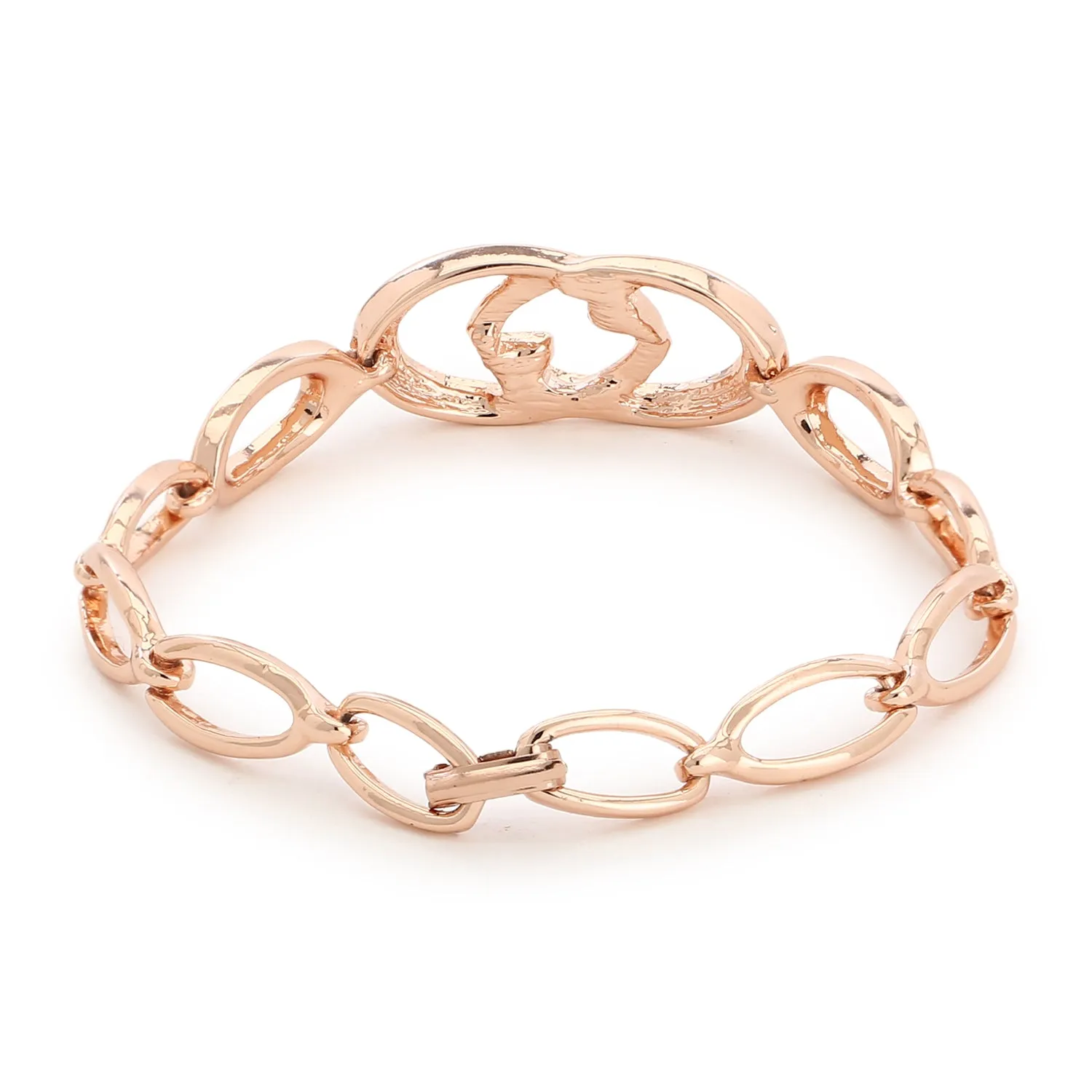 Estele Rose Gold Black And White Enamel Bracelet for women