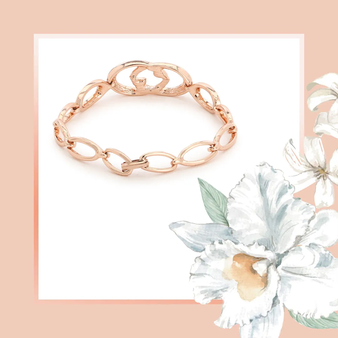 Estele Rose Gold Black And White Enamel Bracelet for women